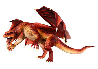 3D Rendering Fairy Tale Dragon on White