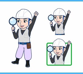 工事現場にいる作業員の男性