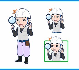 工事現場にいる作業員の男性