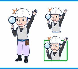 工事現場にいる作業員の男性