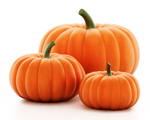 Pumpkins isolated on white background. 3D illustration