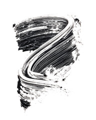 Black paint stroke isolated on white background. Facial cosmetic product