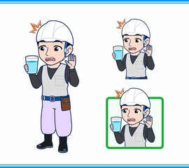 工事現場にいる作業員の男性