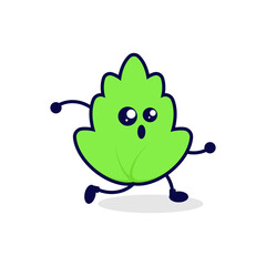 Leaf run cute character illustration