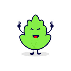 Leaf smile cute character illustration