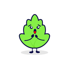 Leaf surprised cute character illustration