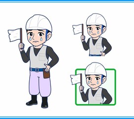 工事現場にいる作業員の男性