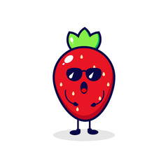 Strawberry cool cute character illustration