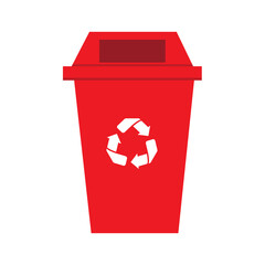  Plastic trash Recycle red bin isolated white backfround vector.