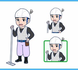 工事現場にいる作業員の男性