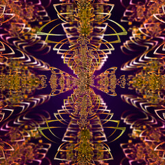 Ordered fractals from circle segments in a strict central perspective. 3d fractal graphic, part of a huge fractal, calculated with Mandelbulb 3D program, JPEG Grafik