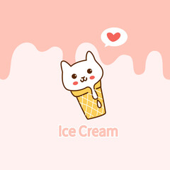 Cartoon sweet ice cream cute round rug