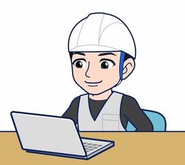 工事現場にいる作業員の男性