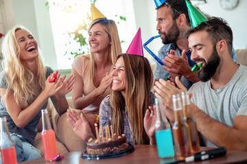 Friends at birthday party