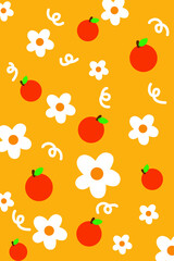Cartoon flowers orange carpet