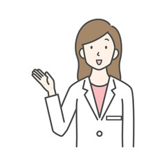 案内する女性医師