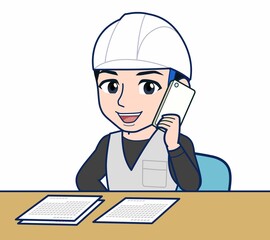 工事現場にいる作業員の男性