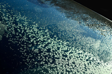 ice crystals on a car front window