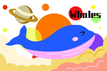 Cartoon animal whale door mat floor mat vector design illustration