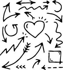 Set of arrows vector illustration.Arrow doodles vector.