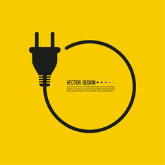 Electric plug icon with cable. Vector isolated illustration on yellow background. © sumkinn