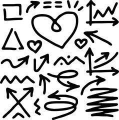 Set of arrows vector illustration.Arrow doodles vector.