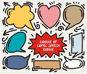 Set of Hand Drawn  Doodle of comic speech bubble