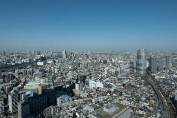 Fototapeta na wymiar Residential area in Tokyo seen from above 