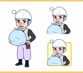 工事現場にいる作業員の男性