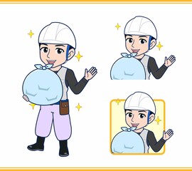 工事現場にいる作業員の男性