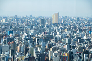 Residential area in Tokyo seen from above 
