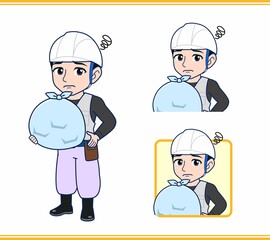 工事現場にいる作業員の男性