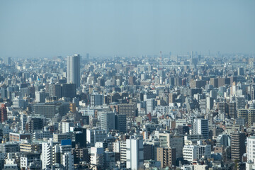 Fototapeta na wymiar Residential area in Tokyo seen from above 