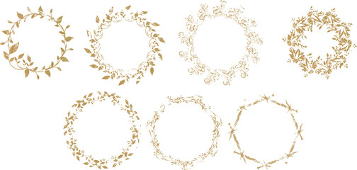 オールドな円のカリグラフィーフレーム素材セット