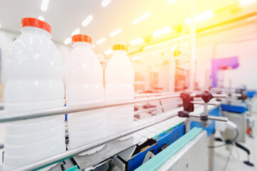 Machine for bottling milk, industry equipment dairy plant