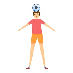 Boy head play soccer icon. Cartoon of boy head play soccer vector icon for web design isolated on white background