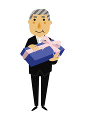 人物の素材。
パーティーのイメージイラスト。
フォーマルスーツのシニア男性。
