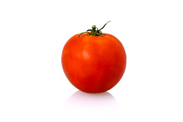 Fresh red tomato isolated on white background with clipping path