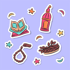Set of Ramadan Kareem Icon Sticker Vector Icon Illustration