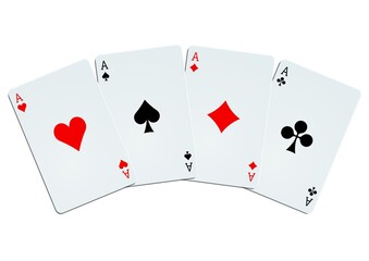 Quatre as isolés sur fond blanc 