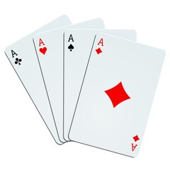 Quatre as isolés sur fond blanc 