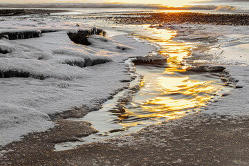 frozen sea with ice and snow