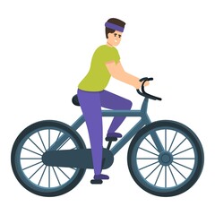 Naklejka premium Kid ride bike icon. Cartoon of kid ride bike vector icon for web design isolated on white background