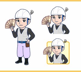 工事現場にいる作業員の男性