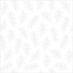 Seamless leaf pattern. Black and white sketch background