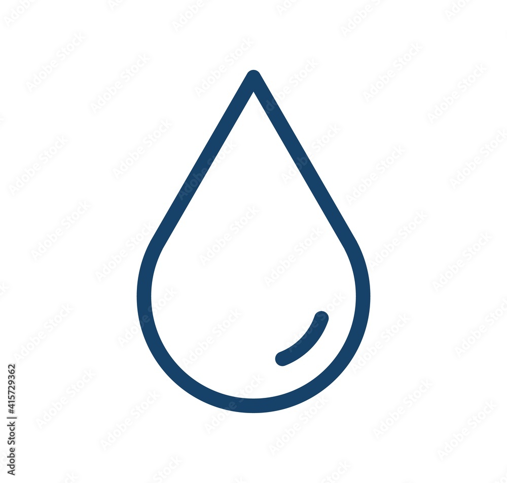 Poster simple icon in line art style of clean droplet of rain or raindrop. single drop of water isolated on