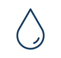 Simple icon in line art style of clean droplet of rain or raindrop. Single drop of water isolated on white background. Symbol of precipitation and humidity. Linear flat contoured vector illustration