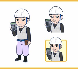 工事現場にいる作業員の男性