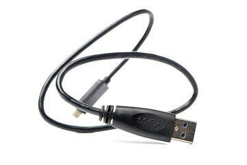 external hard drive usb cable on the white background