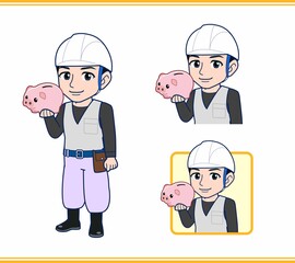 工事現場にいる作業員の男性